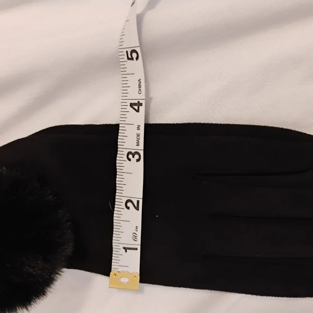 Top It Off Black soft touch screen fingertip women's gloves whimsigoth pom pom